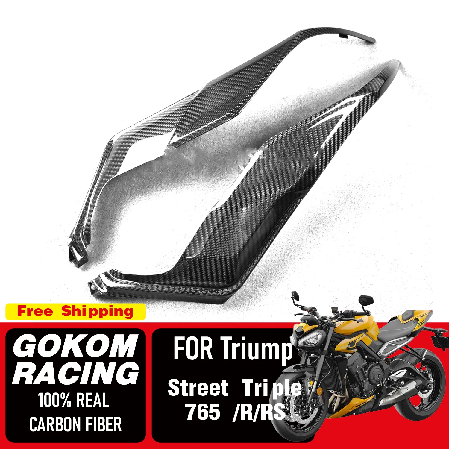 

Gokom Racing For Triumph Street Triple 765 SIDE TANK COVER GUARD COWLING FAIRING 100% REAL CARBON FIBER MOTORCYCLE ACCESSORIES