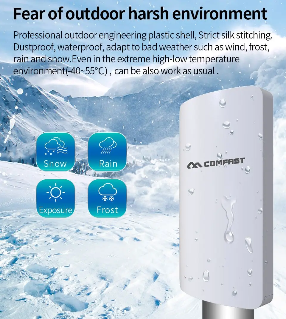 Comfast-roteador Externo sem Fio Ponte Cpe Longo Alcance Wifi Extensor de Sinal Ponto de Acesso Nanostação 2.4ghz 5ghz 300mbps 13km - Imagem 4