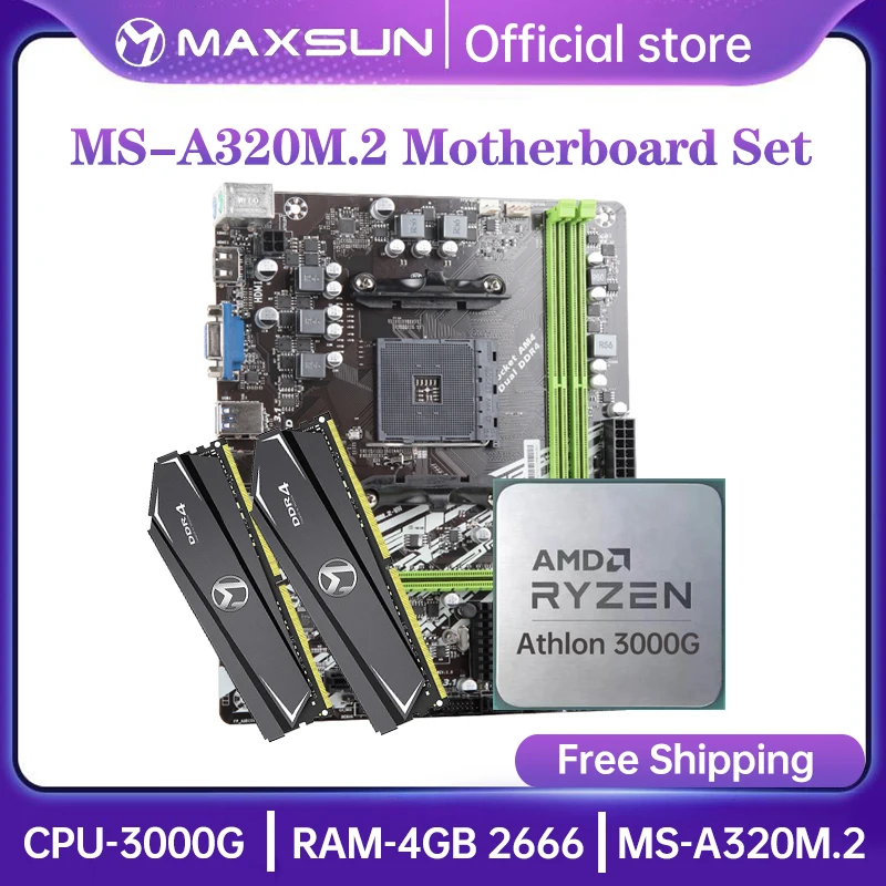 Maxsun Motherboard Combo Am4 A320m.2vh Challenger Amd Ddr4 4g 2666mhz