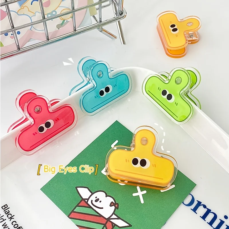 Binder Clips Paper Clips Metal Clamp Clips 4pcs Pack Multicolor Cute Face Acrylic Binder Clip Planner Clips Paper Clamp Office Decorative School Stationery