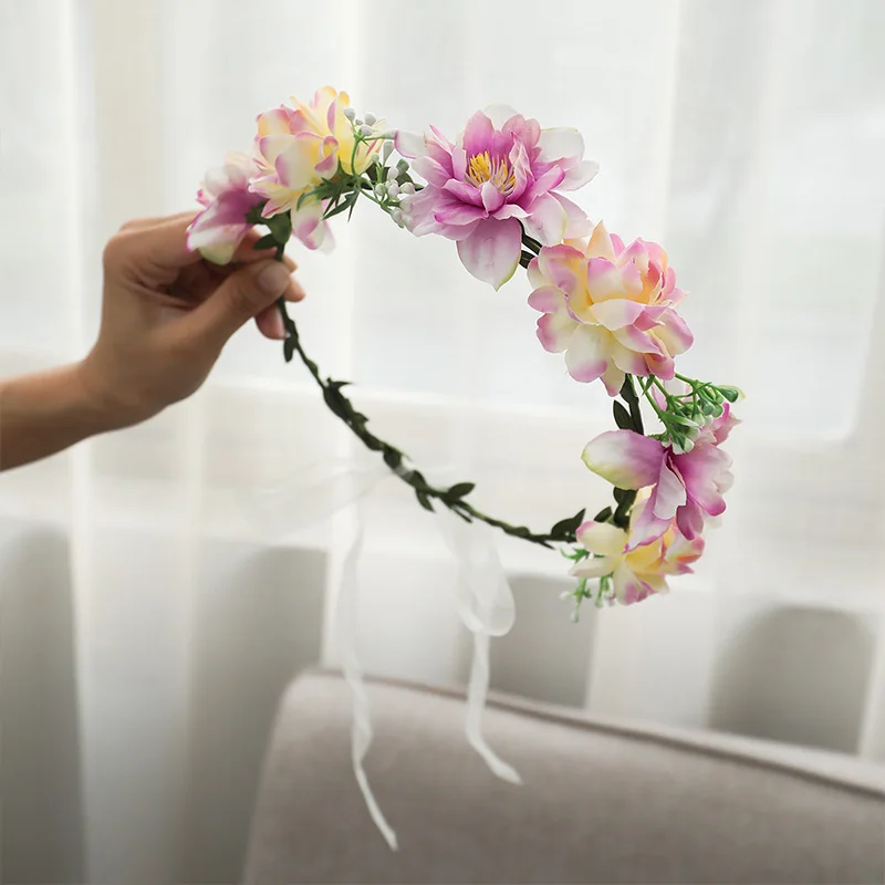 

Simulation Flower Crown Wreath Handmade Hairbands Wedding Hair Accessories For Women Bridal Bridesmaids Girls Flower Headbands