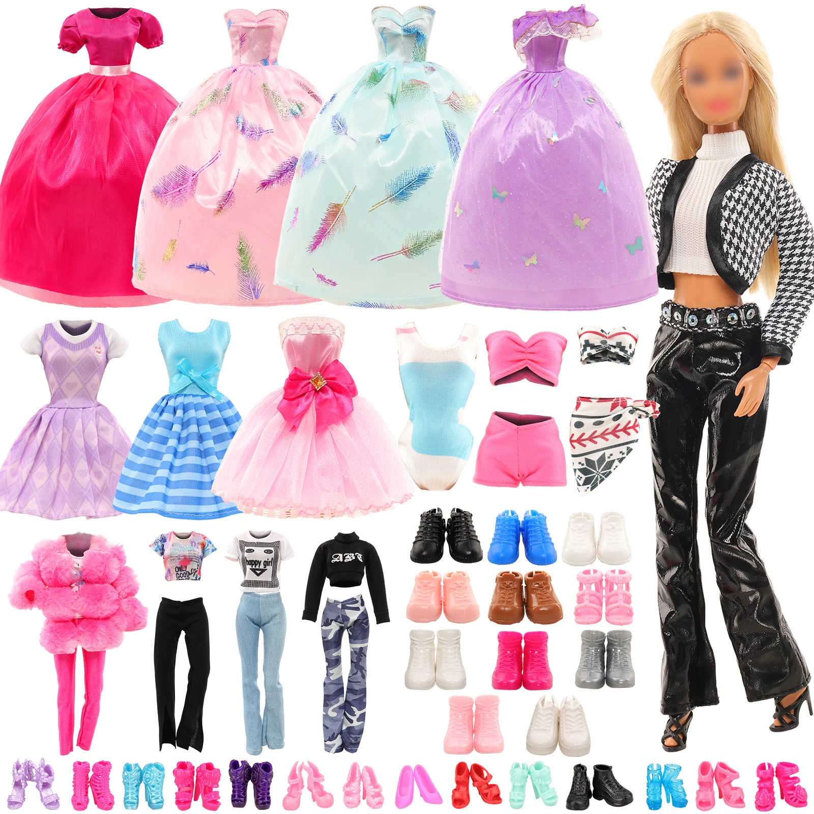 

Barwa 36 Pcs Fashion Doll Clothes and Accessories=6 Dress+3 Set Tops and Pants+3 Swimsuits+15 Shoes Gift for Kids 3 to 8 Years