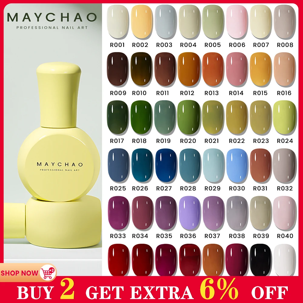 

MAYCHAO 10ML Gel Nail Polish 48 Colors Long Lasting Semi Permanent Nail Gel Varnish Soak Off UV LED Gel Base Top Coat Nail Art