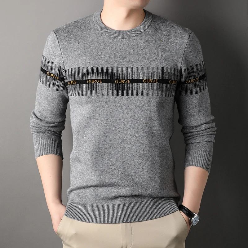 

High Grade Quality Men's Knitted Pullover O-Neck Embroidery Personalized Long Sleeved Winter Street Trend Fashion Warm Sweaters