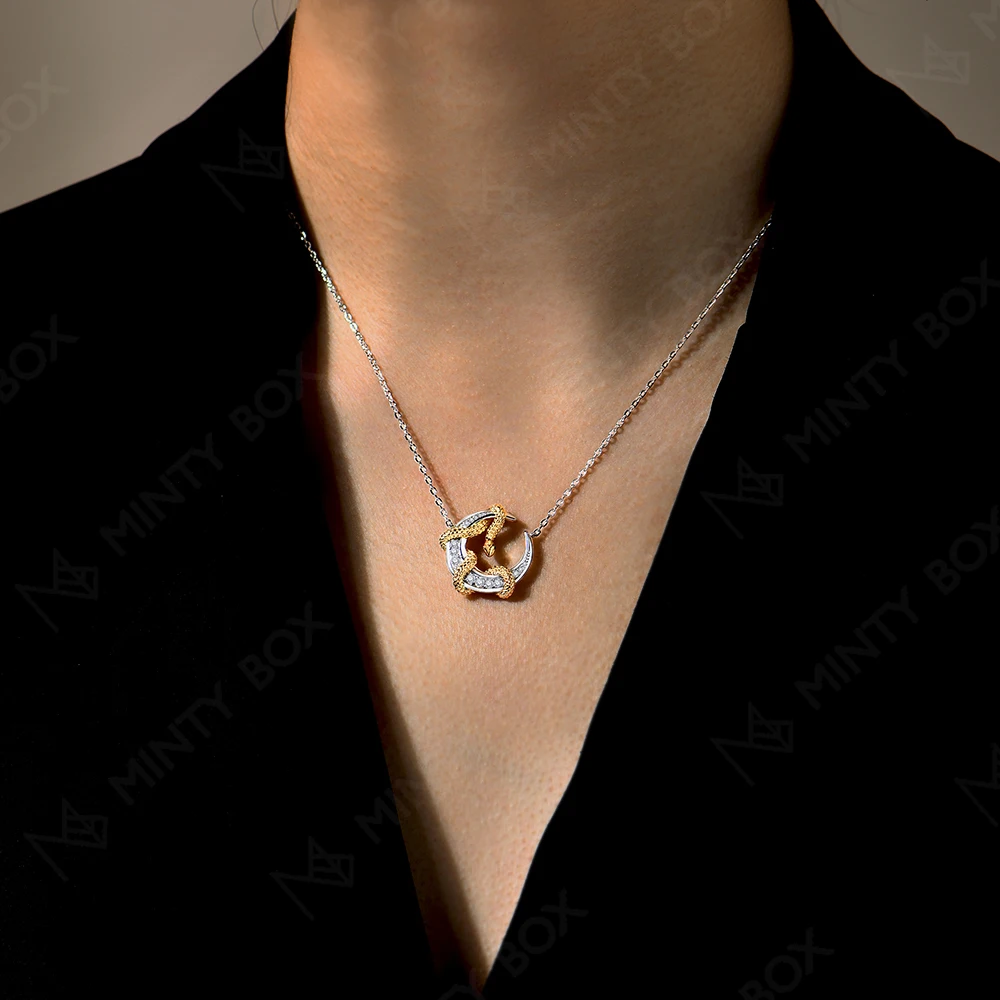 MINTYBOX D Color VVS1 Moon Moissanite Necklace for Women Solid 18K Yellow Gold S925 Silver Snake Pendant 50cm Fine Jewelry Party 6