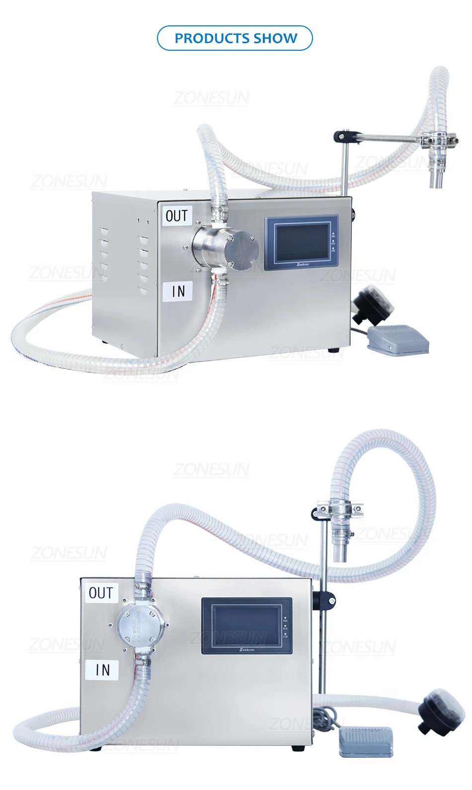 Máquina de llenado de líquidos corrosivos con bomba magnética semiautomática de alto caudal ZONESUN ZS-G25A 