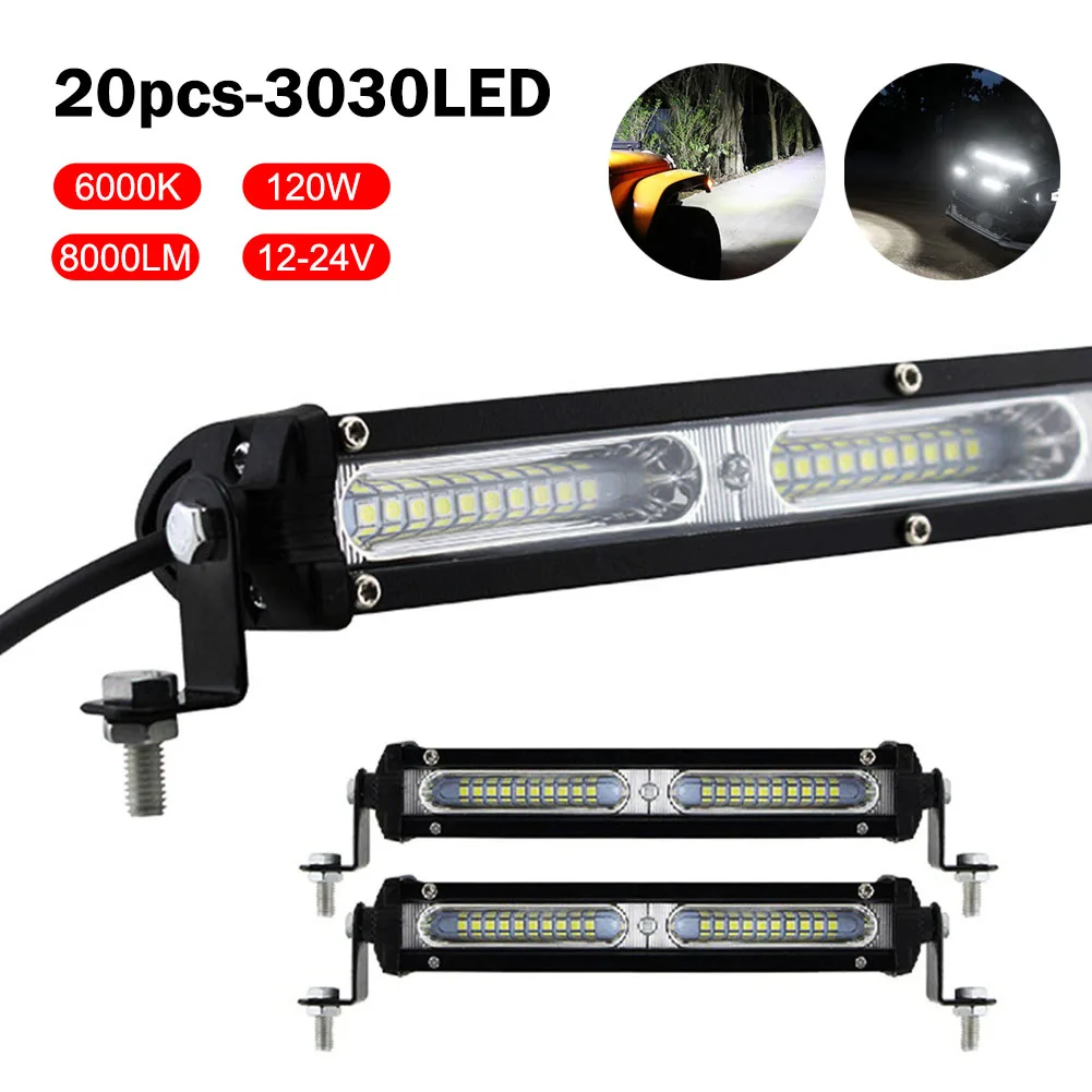 

12V 24V Car Off-Road Bar Light 60W 7-inch Auto Driving LED Work Light With 6000K White Fog Lamp For Auto ATV SUV Tractor Boat