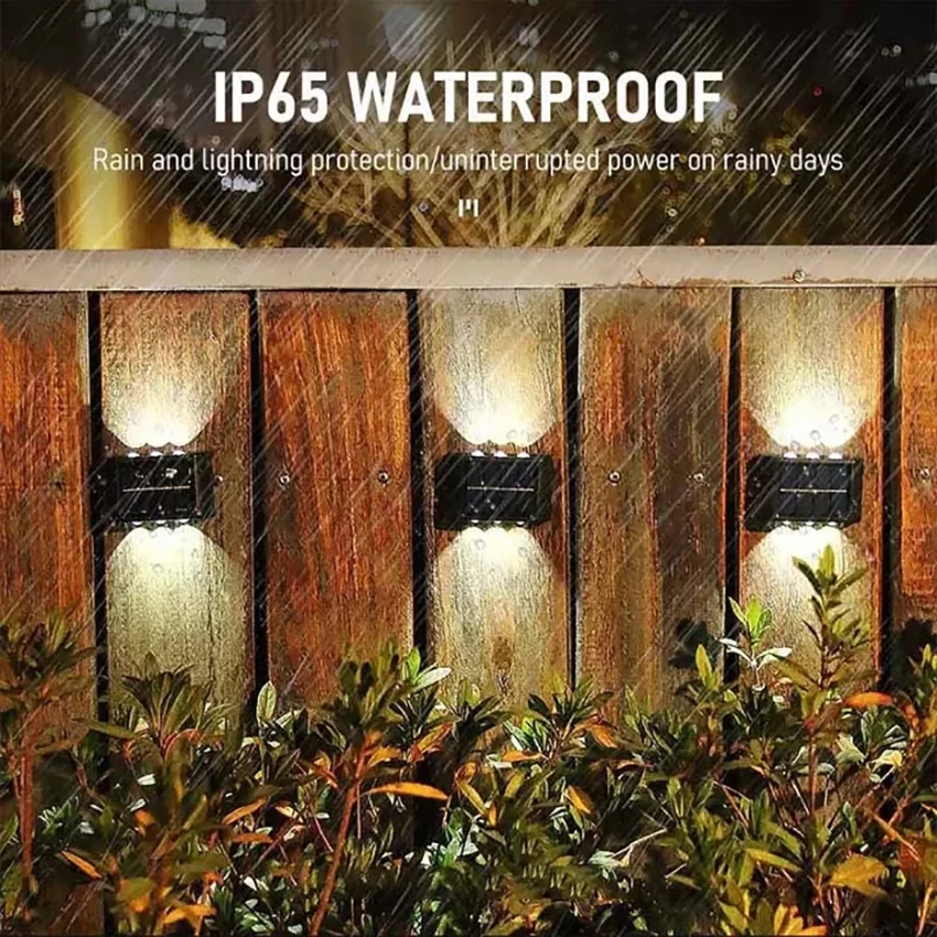Christmas10/8/6/4LED Solar Wall Lamp Outdoor Waterproof Up and Down Luminous Lighting for Garden Fence Decoration Sunlight Light 6