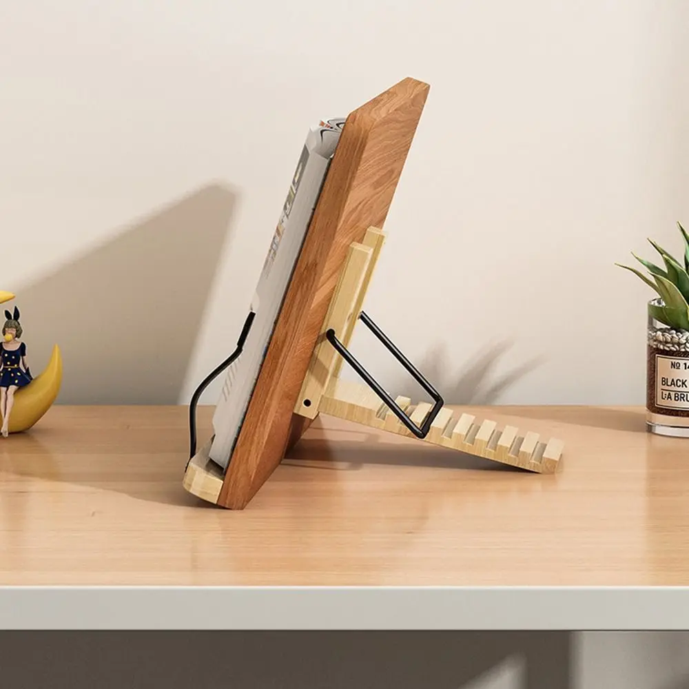 조절 가능한 각도 책꽂이 트레이 접이식 다중 포지션 지원 독서대 태블릿 8가지 모드 클립형 나무 독서 스탠드