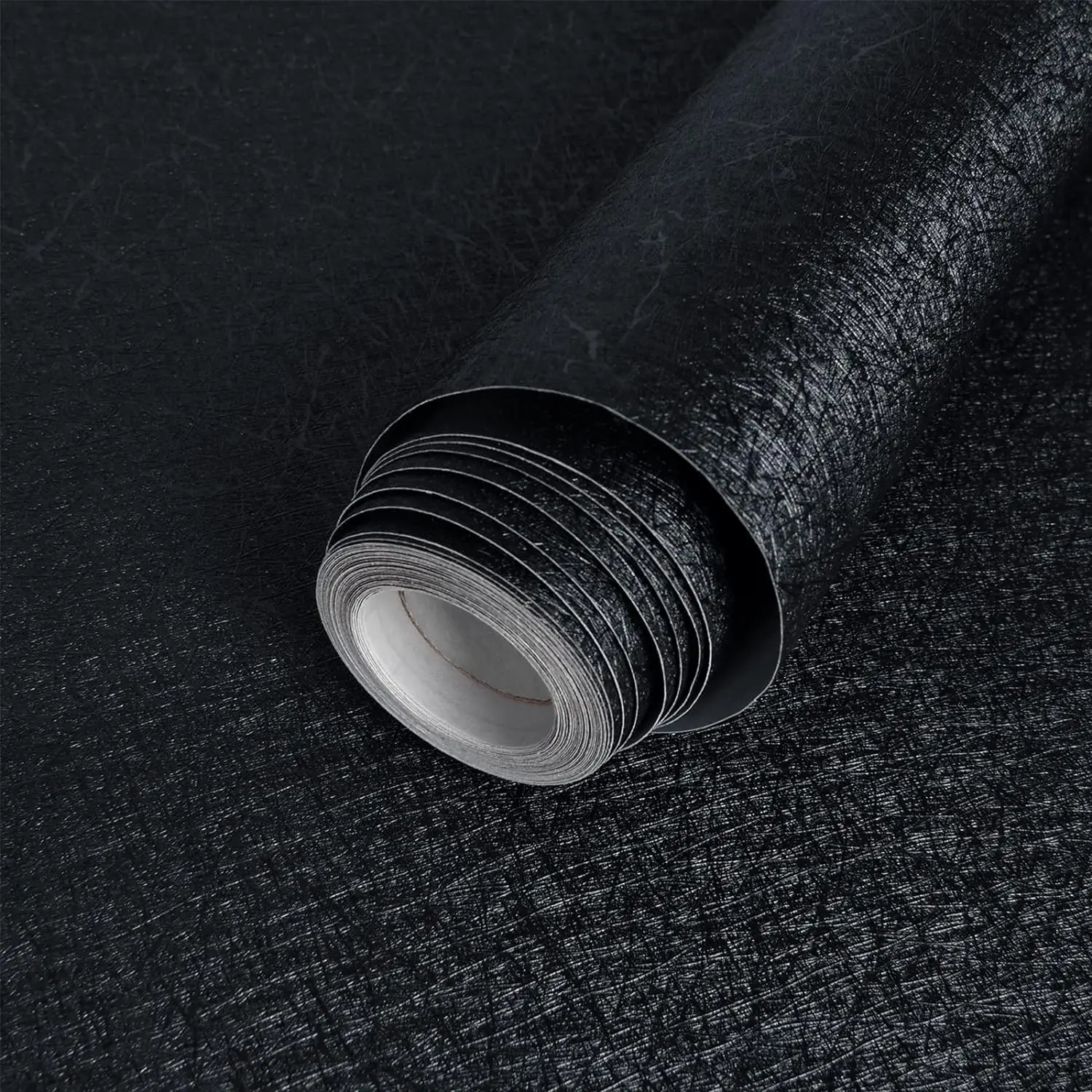 Silk Black Wallpaper Embossed Textured Self Adhesive Waterproof Vinyl Wallpaper Kitchen Cabinet Countertop Furniture Shelf Liner