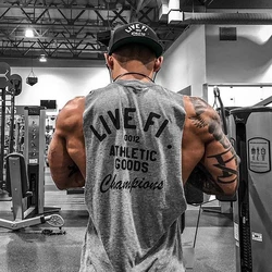 Men's Cotton Sleeveless Gym Workout Tank Top - XXXL (GRAY)