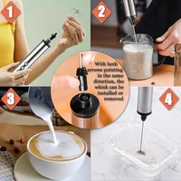Mousseur à lait électrique portatif 3-en-1, 3 vitesses réglables, mini batteur à main, fouet en acier inoxydable détachable, outil de cuisine domestique 3