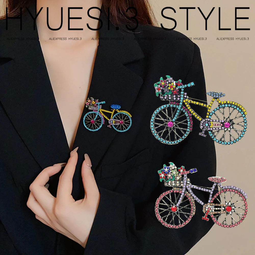 Spilla Con Strass A Forma Di Bicicletta - Gioiello Donna Per Vestiti E Borse, Design Colorato