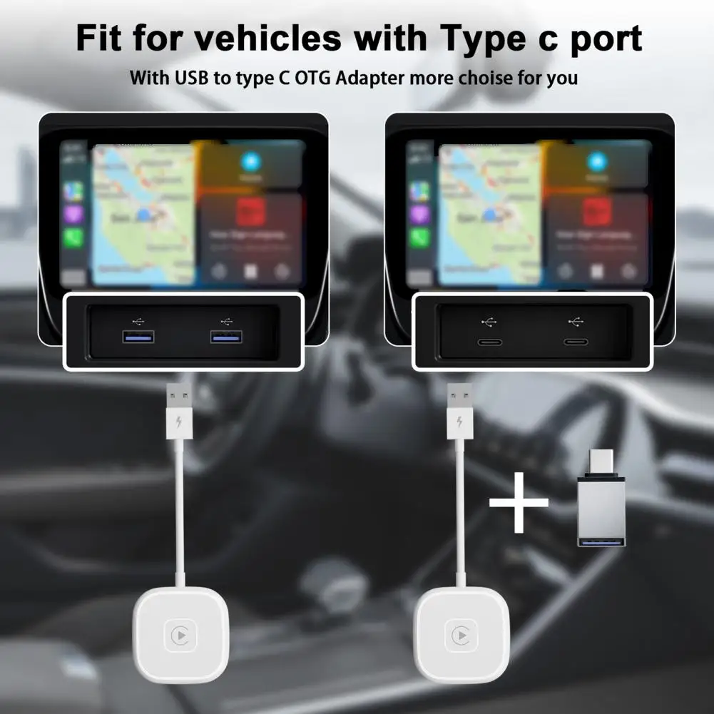 

Wireless Carplay Adapter for iPhone Fast Stable Type-C Car Cable Car Adapter Car Adapter Type-C Fast Charging Car Adapter