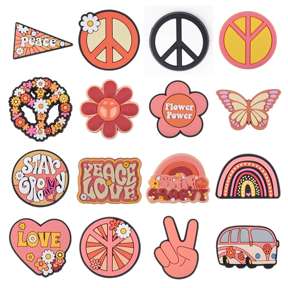 

JIBZ Peace For Clogs Shoe Charms Decoration Garden Slipper Pink Lovely Butterfly DIY Accessories Girls Xmas Gifts