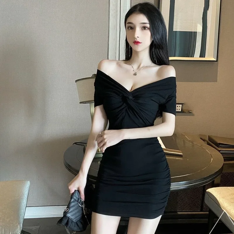 Aesthetic Tight Black Dress Clothing Tight Black Night Club Female