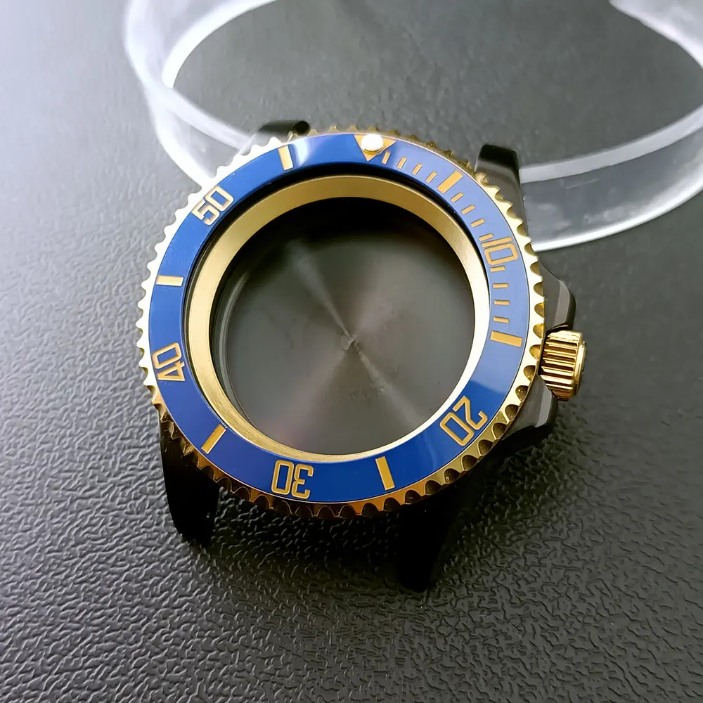 Premium 40.5mm Silvery/Black GMT Steel Watch Case with Sapphire Glass