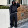 American street For Men Two Piece Fashion Solid Color Fleece Oversized Sweatshirt Suit Y2K Harajuku Hip Hop Slacks Jogging Pants 1