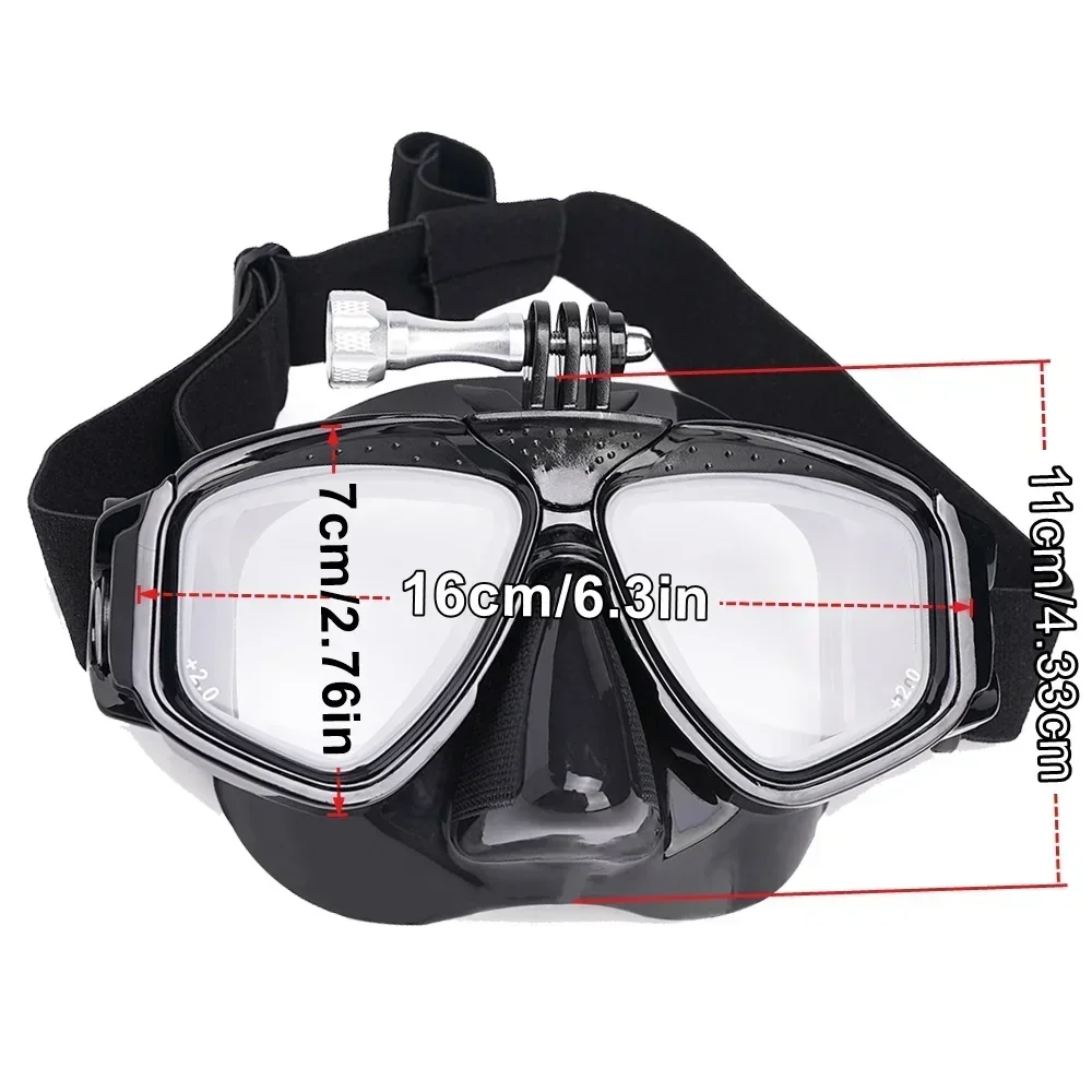 Diving Mask RX Prescription Optical Farsighted Scuba Dive Masks with Tempered Glass Lenses Reading Hyperopia Gear for Adult +2.0 To +5.0