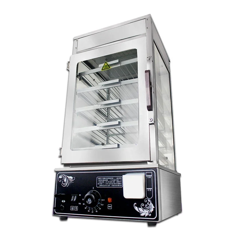 HX-500H Commercial Steamed Bun Xiao Long Bao Machine Desktop Large Capacity Steaming Cabinet Glass Buns Mobile Heating Cabinet