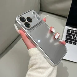 Matte Tempered Glass Camera Protection Phone Case with Plating Bumper and Shockproof Hard Back Cover - iPhone 15 (Gray)