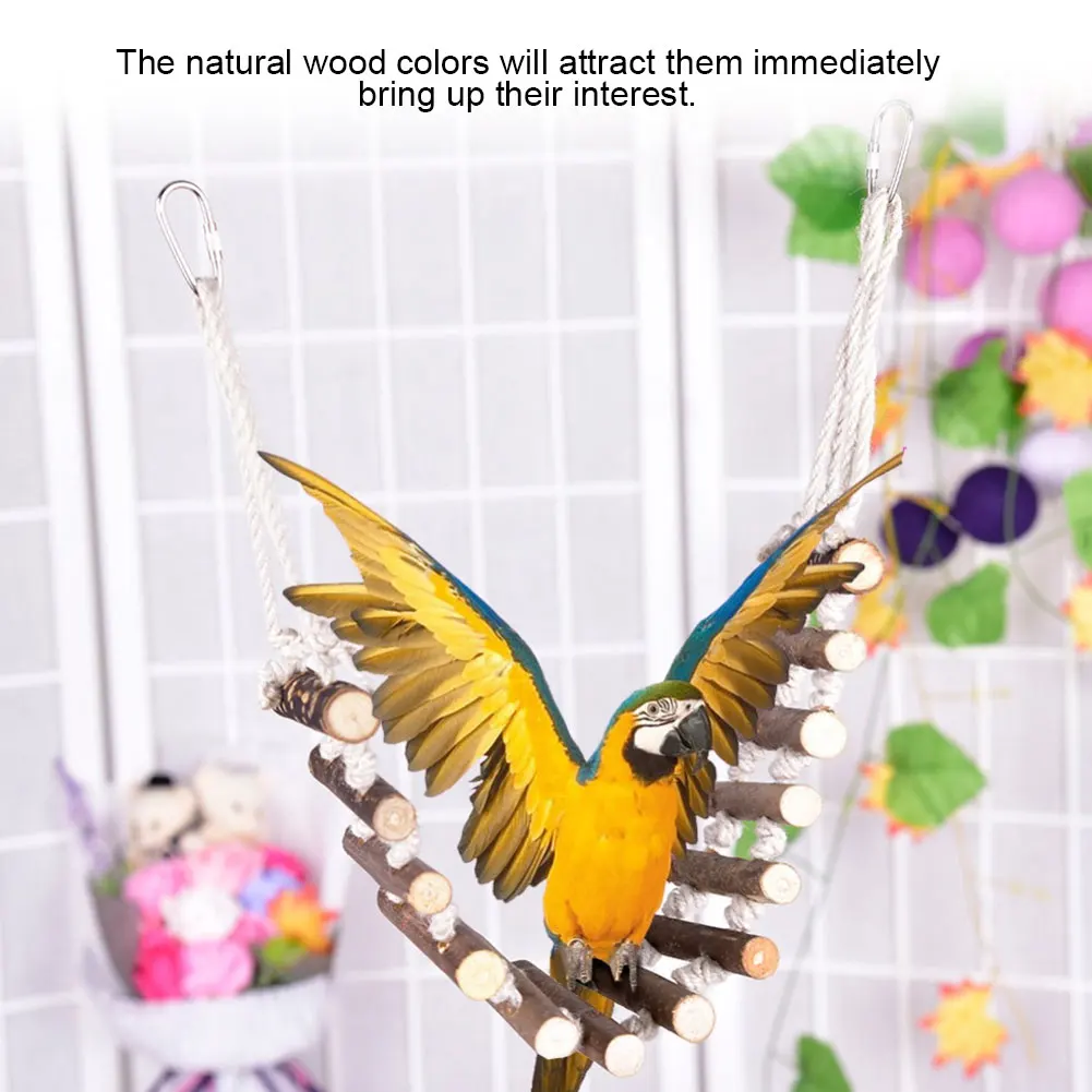Parrot Log Drawbridge Wooden Ladder, Flexible Swing Bridge, Bird Bite Training Toy