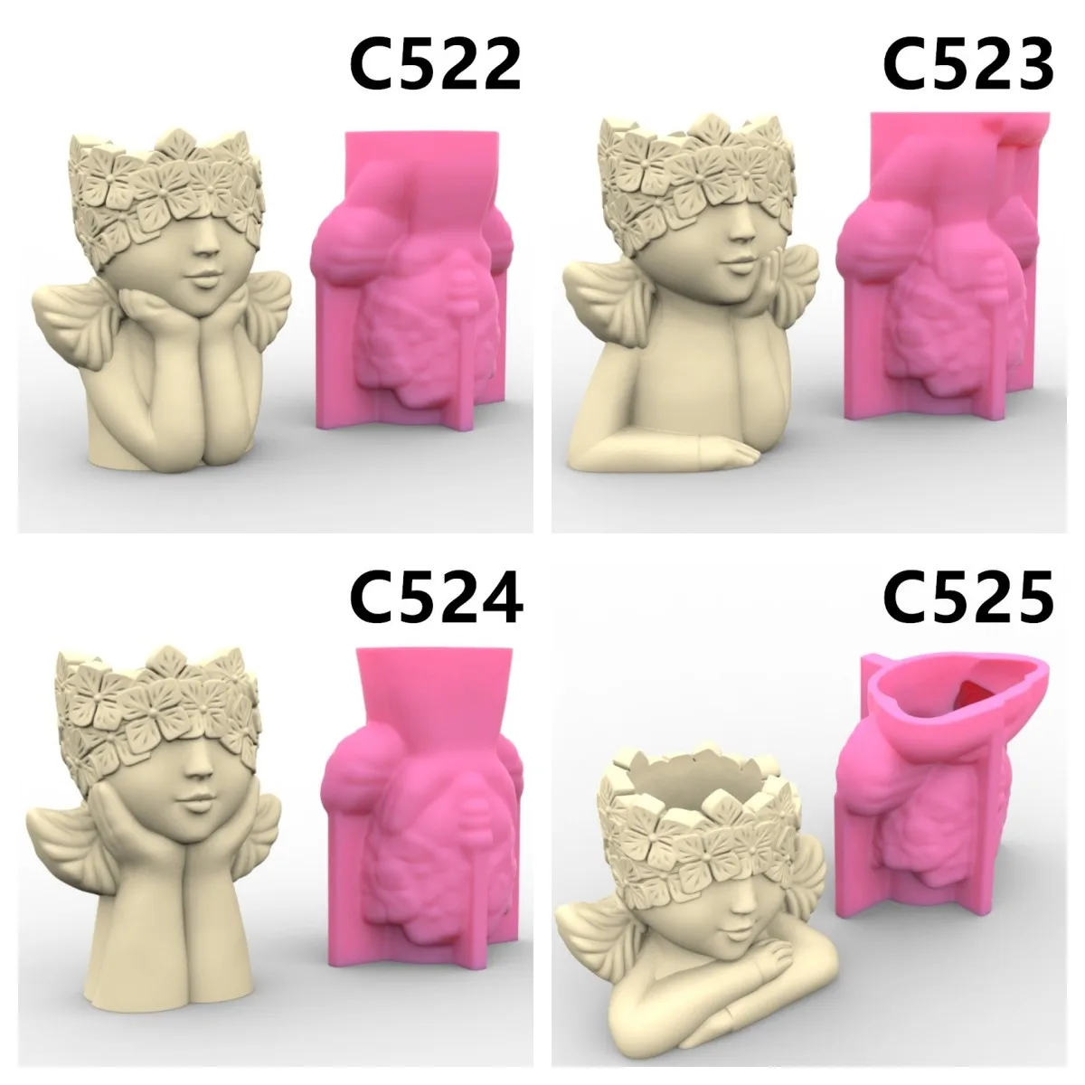 

Girl Fairy Vase Flower Pot Ashtray Silicone Mold Scented Mold For Gypsum and Concrete Stone Carving Art Ornaments Homemade