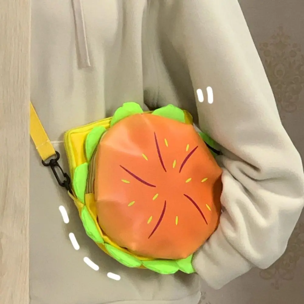 

Large Capacity Hamburger PU Backpack Shoulder Bag Korean Style Crossbody Bag School Bag Cartoon Funny Shoulder Bag
