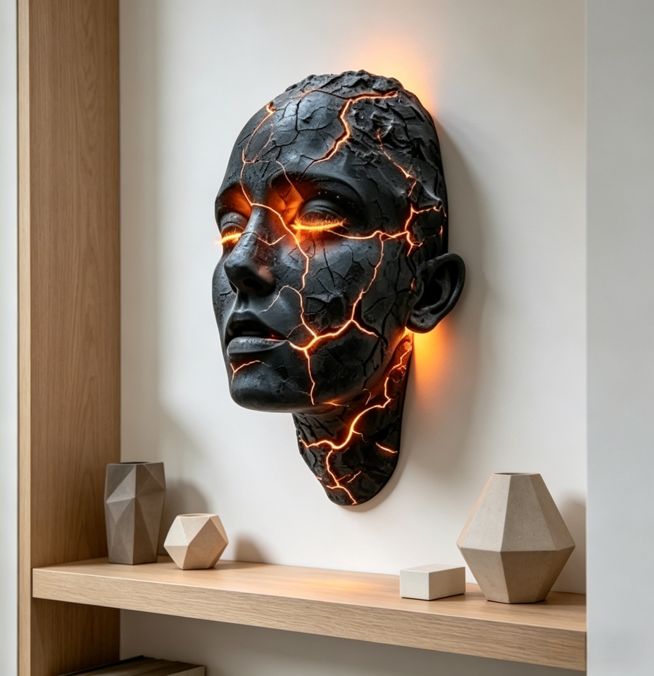  Shattered Essence Wall Sconce Molten Glow Resin Sculpture Gothic Wall Art 