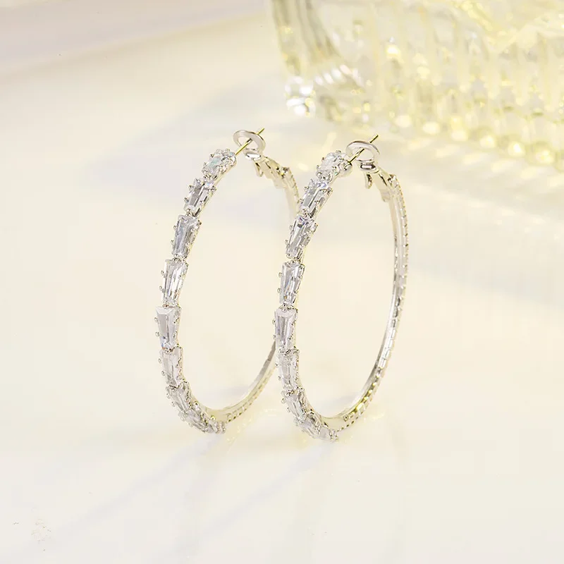 

100% 925 Sterling Silver Diamond Drop Earring Females Aros Mujer Oreja Orecchini Silver 925 Jewelry Diamond Gemstone Earring