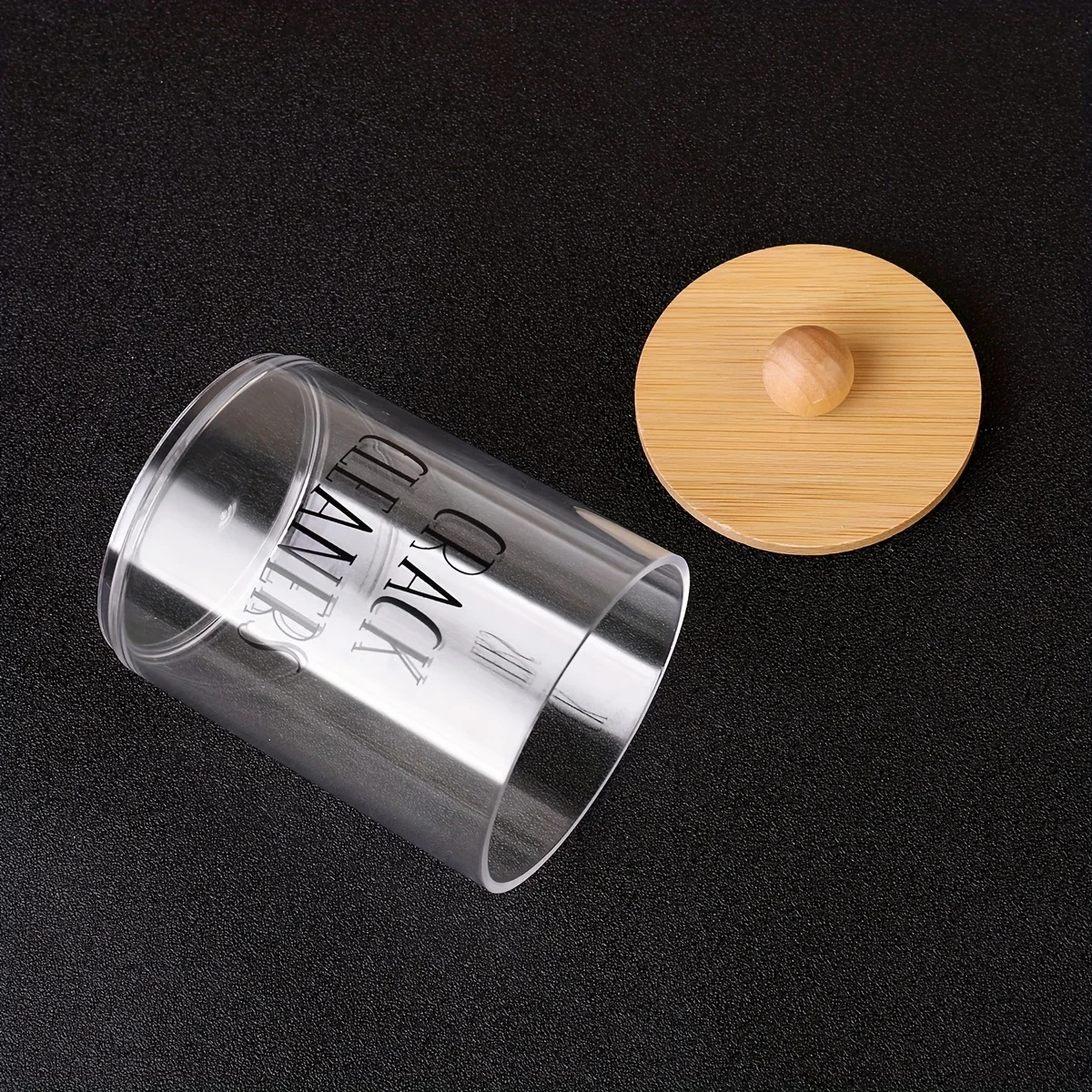 3pcs/set cotton swab Holder and Cotton Round Pad Dispenser with Bamboo Lid Clear Acrylic Containers for Cotton Swab/ball 5