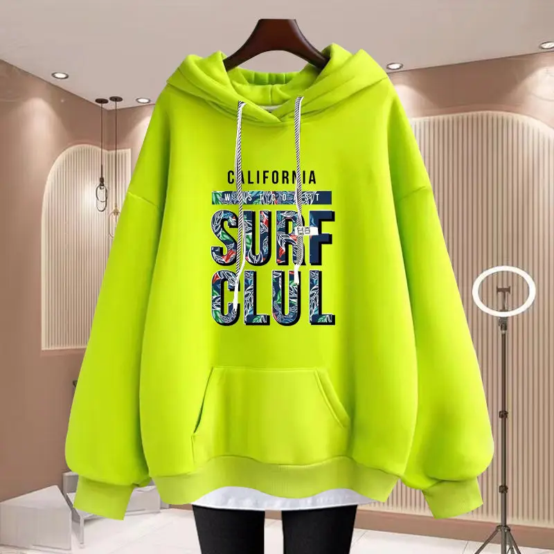 Autumn Winter New Fleece Fake Two Pieces Hoodies Sweatshirts Long Sleeve Solid Loose Pullovers Top Casual Fashion Clothing