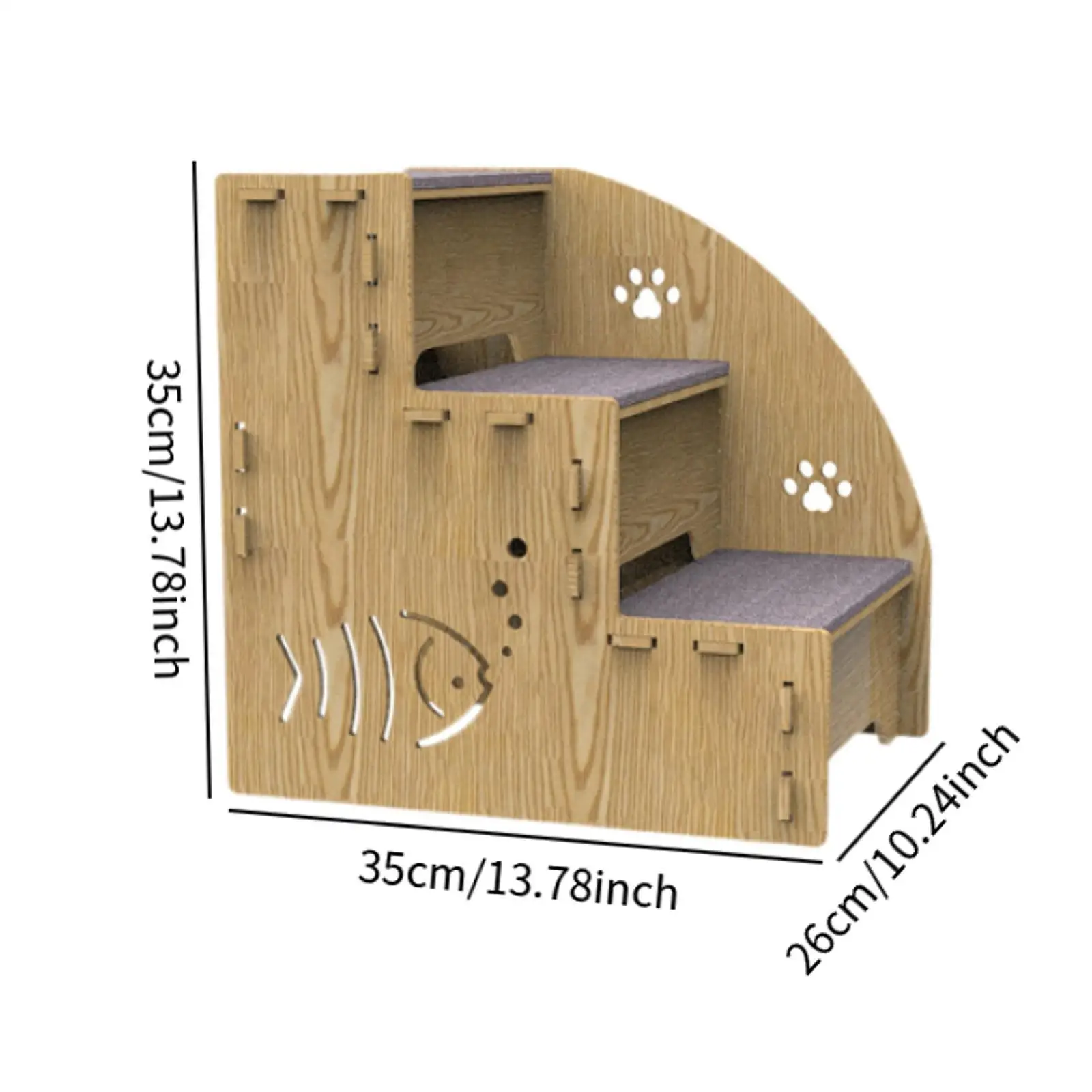 Wood Dog Stair Ladder 3 Steps Nonslip Detachable Portable Dog Steps Pet Cat Stair Dog Ladder for Older Dogs High Bed Car Indoor