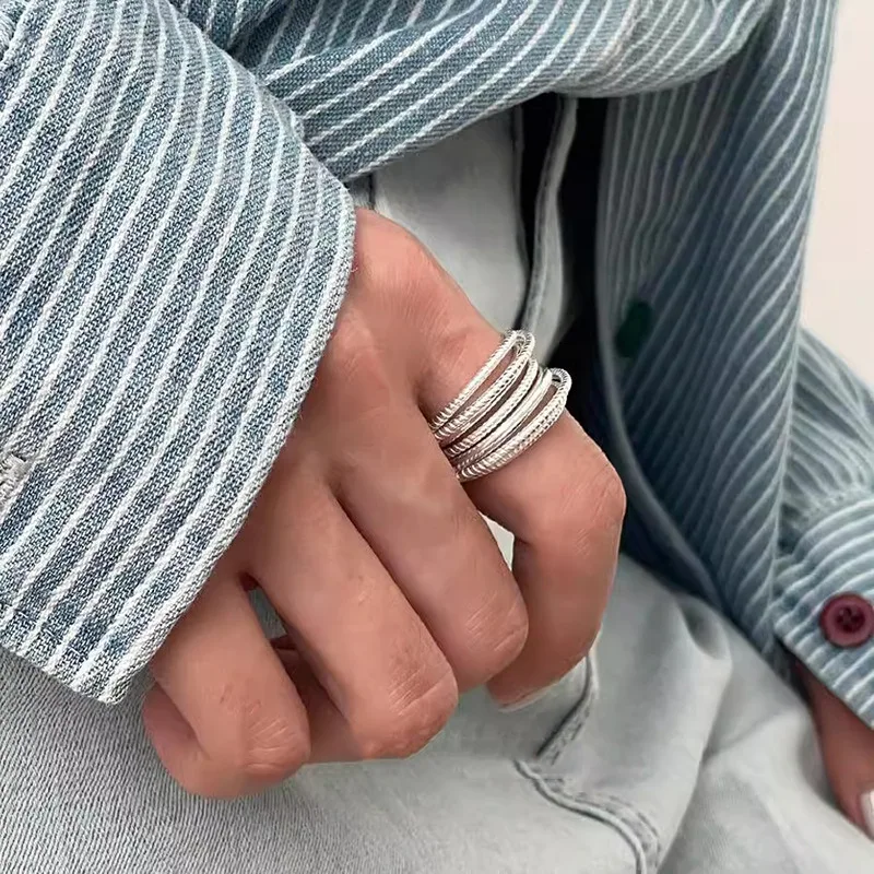 925 Sterling Silver Double Layer Water Drop Ring for Women - Detail View 33