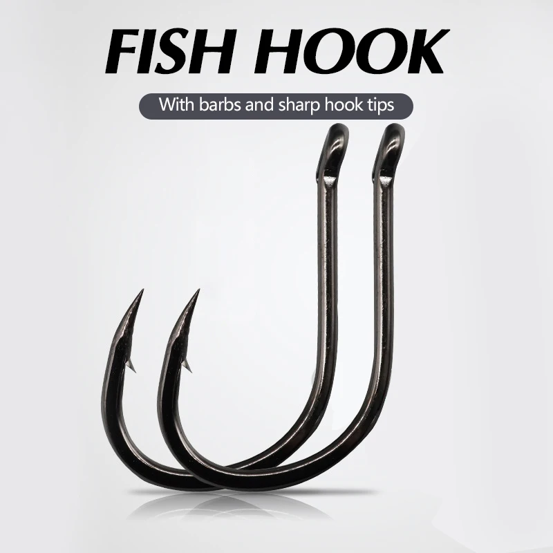 

New 100pcs Gold Iseini Fishing Hooks 100pcs/Box Black Tube Payment Iseini Pressure Shank W/ Circle/Barbs