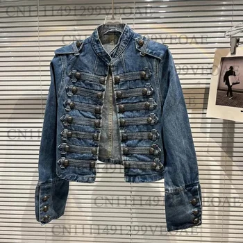 2026 Autumn New Fashion Metal Buckle Design Shoulder Strap Denim Short Jacket For Women High Street Coat Female 11A06995 1