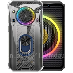 Black Shockproof Ring Holder Case - Soft TPU Protective Cover for Ulefone Armor 21 (Clear Blue Ring)