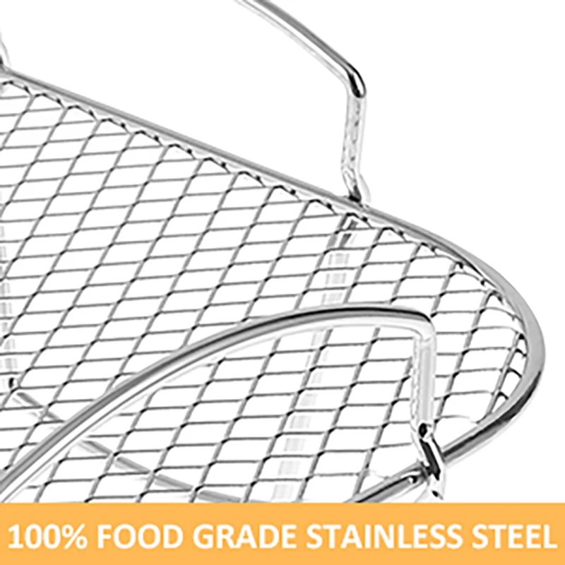 Air Fryer Rack 3-layers Stackable Grilling Rack Stainless Steel For Air Fryer Oven Grill Steamer Cooker Home Kitchen