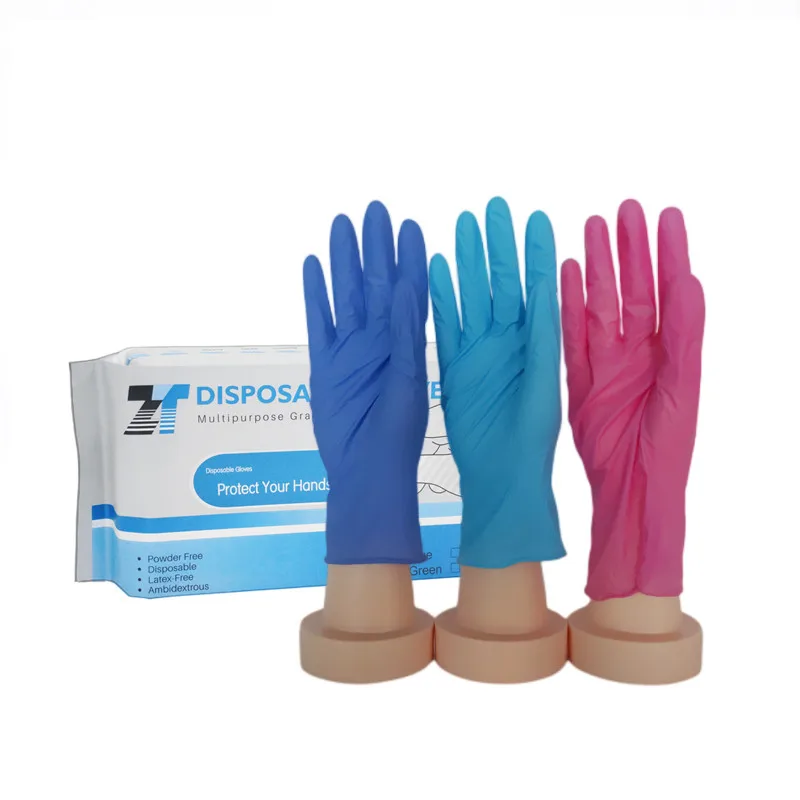 100pcs Nitrile Gloves Disposible Black Pink Blue Powder Free Vinyl Work