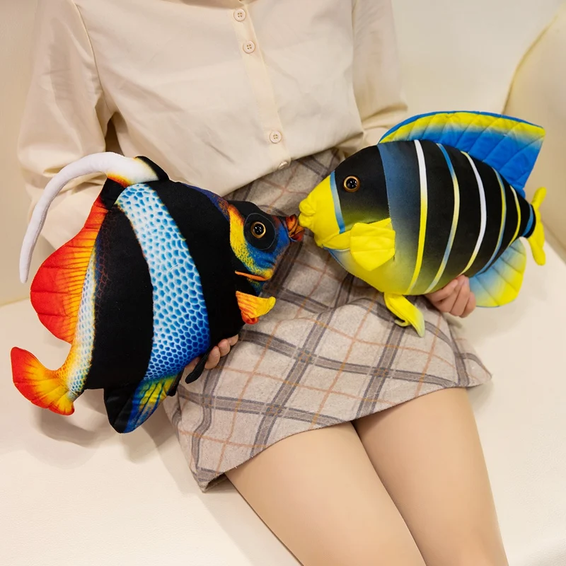 36cm Tropical Fish Simualtiopn Marine Organisms Lifelike Colorful Stripes Fish Aquarium Souvenir Birthday Gifts