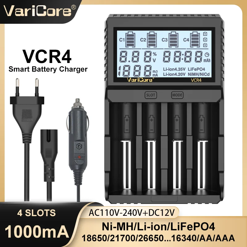 Smart Battery Charger with Test Capacity for Various Rechargeable Batteries