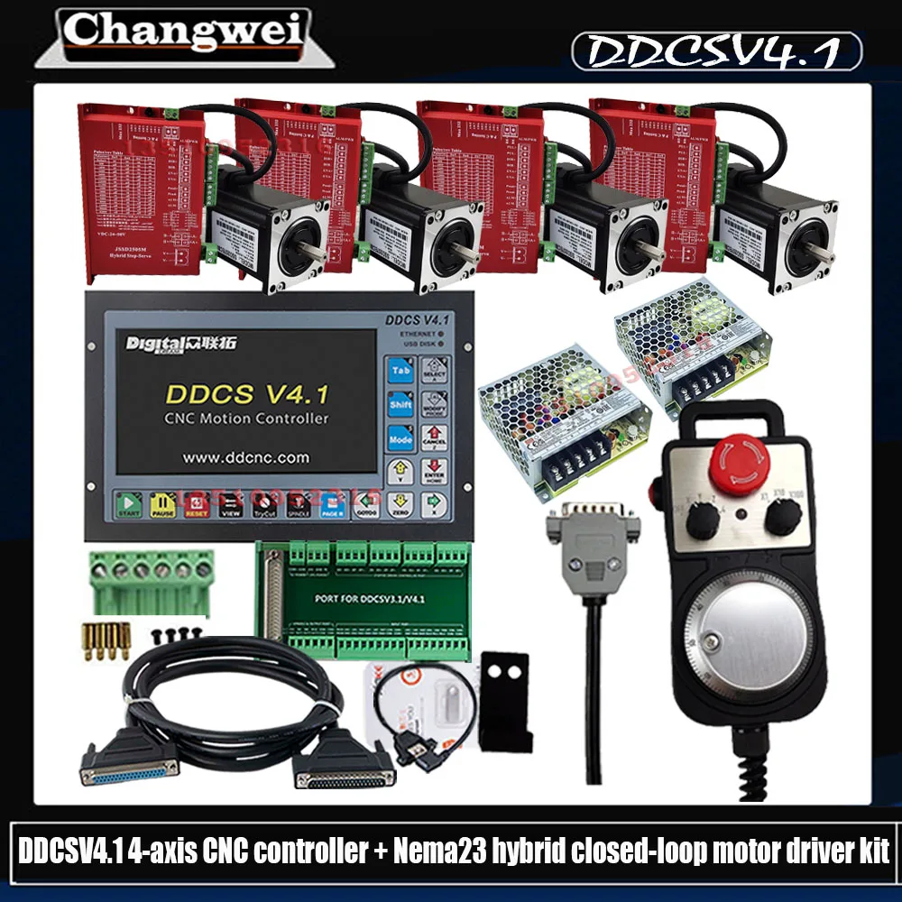 

Ddcsv4.1 500khz G Code 4 Axis Cnc Offline Controller Nema23 Hybrid Servo Motor Kit Emergency Stop Mpg 75w24v Power Supply