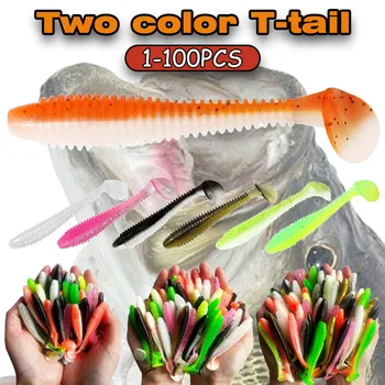 1-100PCS Soft Baits Silicone Lures for Fishing Supplies New Artificial Fishing Bait Fihing Wobbler Goods Fake Fish Kit Sports