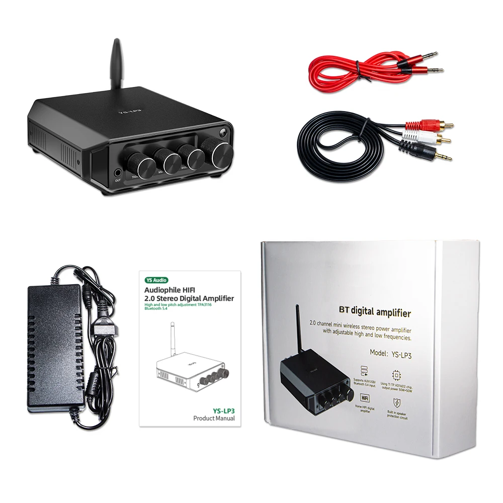 Hi-Fi Amplifier YS-LP3 with Bluetooth/AUX/USB Inputs 50W+50W