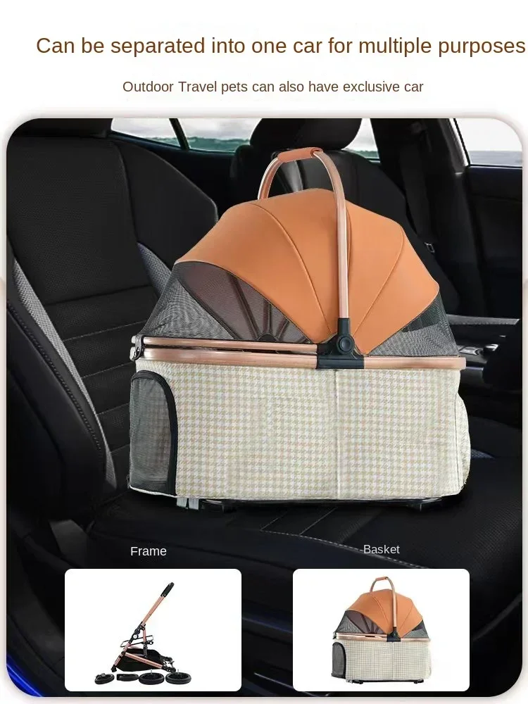 Dog Trolley Extra Large Capacity Pet Outing Trolley Car Bag Separated Foldable Lightweight