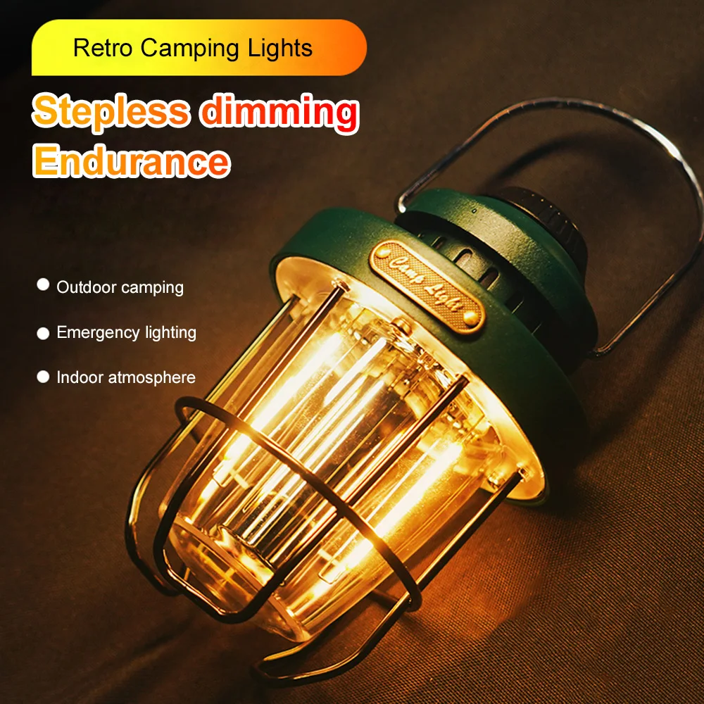 Retro Lamp Portable Camping Lantern USB Recharge Camping Tent Travel Light Vintage Outdoor Lighting Equipment Flashlight camping light portable lanterns camping lamp camping lantern