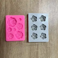 Elegant Rose Silicone Mold - Gray and Pink Flowers for Cakes, Soap, and Chocolate Crafting (Rose Silicone Mold S)