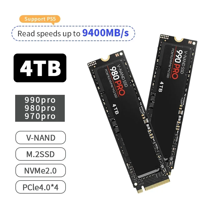 

SSD M2 Nvme 4TB 2TB 1TB 990 PRO Internal Solid State Drive 980 Hdd Hard Disk 980 PRO M.2 990pro Plus 2TB for Laptop Desktop Ps5
