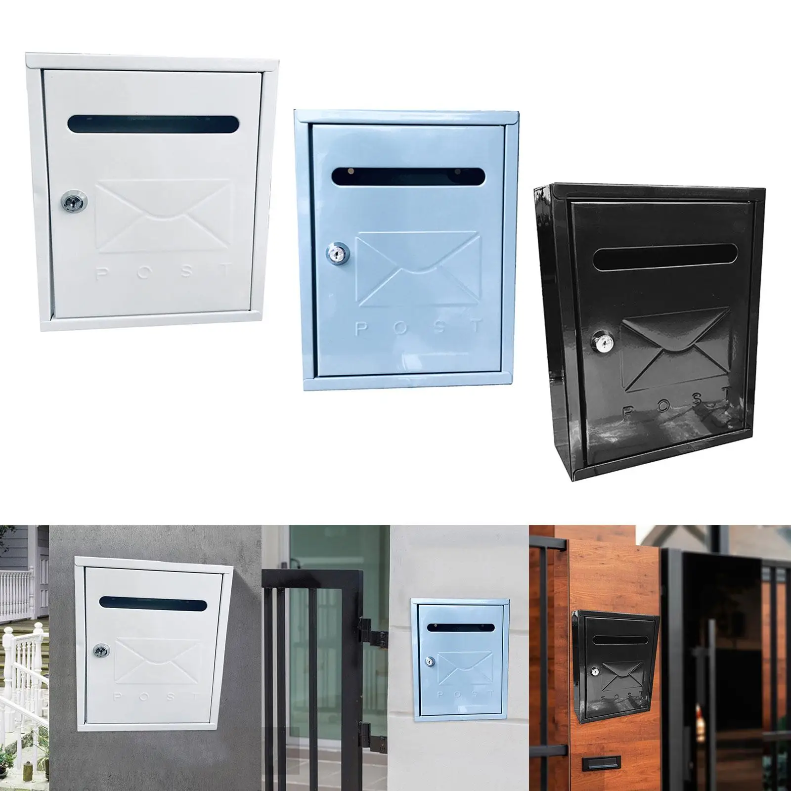 Locking Wall Mailbox Outdoor Mail Box Weatherproof Multipurpose 21.7x30x7cm for Mailings, Envelopes, Magazines Large Capacity