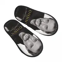 Custom Print French Rock Johnny Hallyday Guest Slippers for Bathroom Women France Singer House Slipper 1